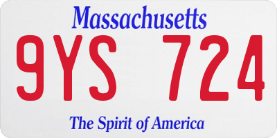 MA license plate 9YS724