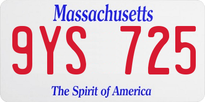 MA license plate 9YS725