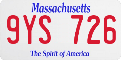 MA license plate 9YS726