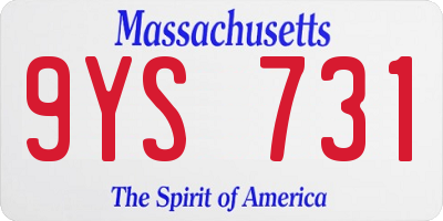 MA license plate 9YS731