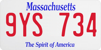 MA license plate 9YS734