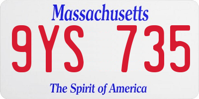 MA license plate 9YS735