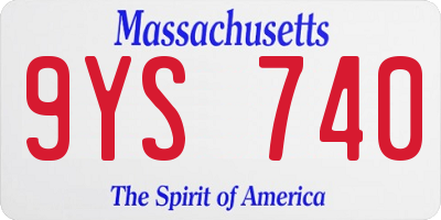MA license plate 9YS740