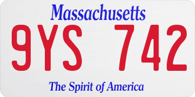 MA license plate 9YS742