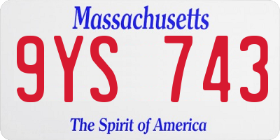 MA license plate 9YS743
