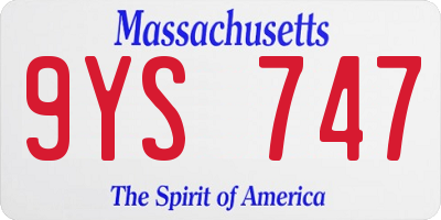 MA license plate 9YS747