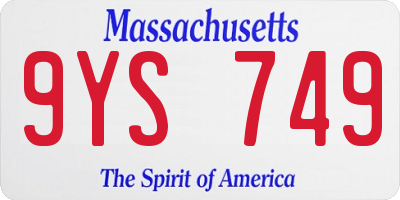 MA license plate 9YS749