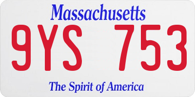 MA license plate 9YS753