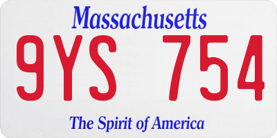 MA license plate 9YS754