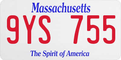 MA license plate 9YS755