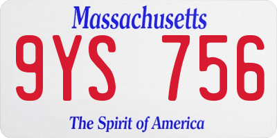 MA license plate 9YS756