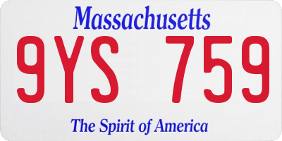 MA license plate 9YS759