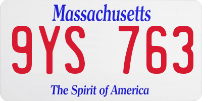 MA license plate 9YS763