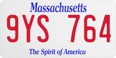 MA license plate 9YS764