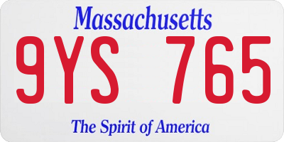 MA license plate 9YS765
