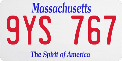 MA license plate 9YS767