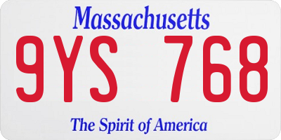 MA license plate 9YS768