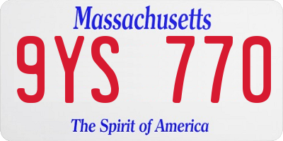 MA license plate 9YS770