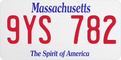 MA license plate 9YS782