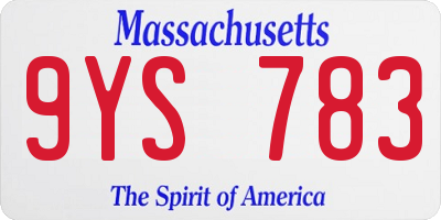 MA license plate 9YS783