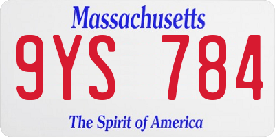 MA license plate 9YS784