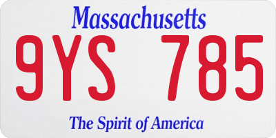 MA license plate 9YS785