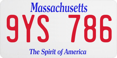 MA license plate 9YS786