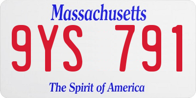 MA license plate 9YS791