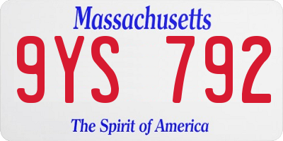 MA license plate 9YS792
