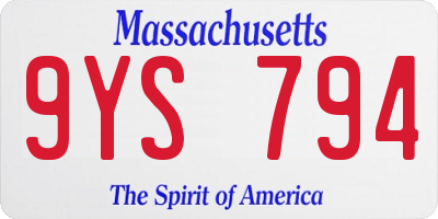 MA license plate 9YS794