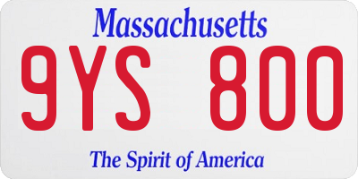 MA license plate 9YS800