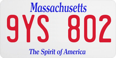 MA license plate 9YS802