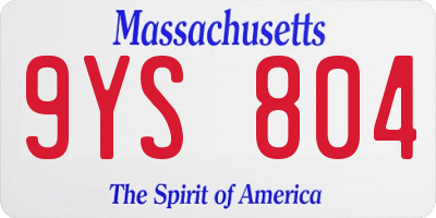 MA license plate 9YS804