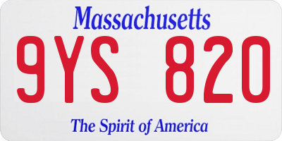 MA license plate 9YS820