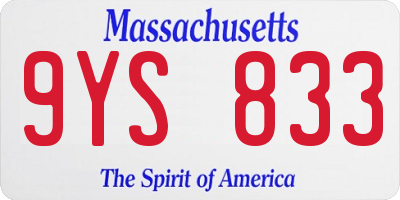 MA license plate 9YS833