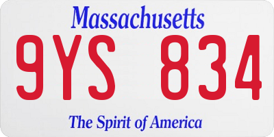 MA license plate 9YS834