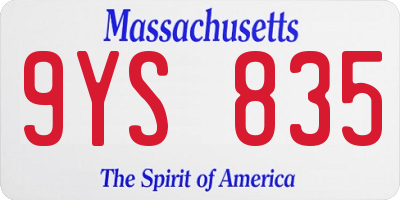 MA license plate 9YS835
