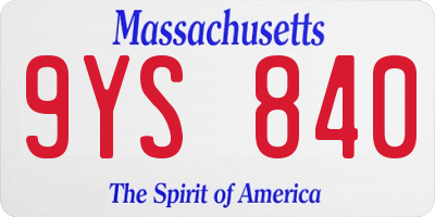 MA license plate 9YS840