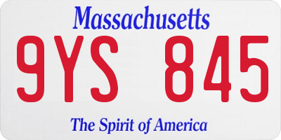 MA license plate 9YS845