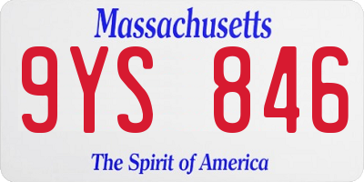 MA license plate 9YS846