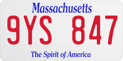 MA license plate 9YS847