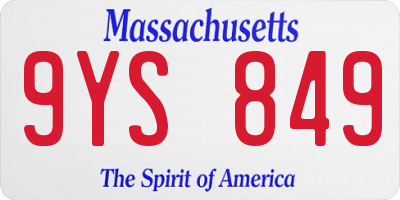 MA license plate 9YS849