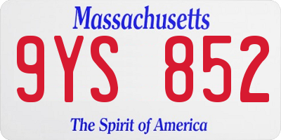 MA license plate 9YS852