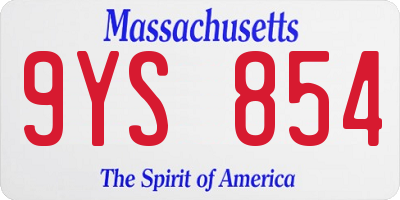 MA license plate 9YS854