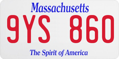 MA license plate 9YS860