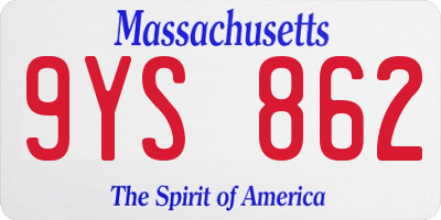 MA license plate 9YS862