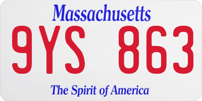 MA license plate 9YS863