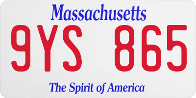 MA license plate 9YS865