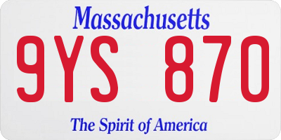 MA license plate 9YS870