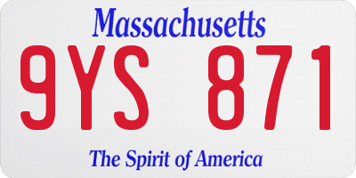 MA license plate 9YS871